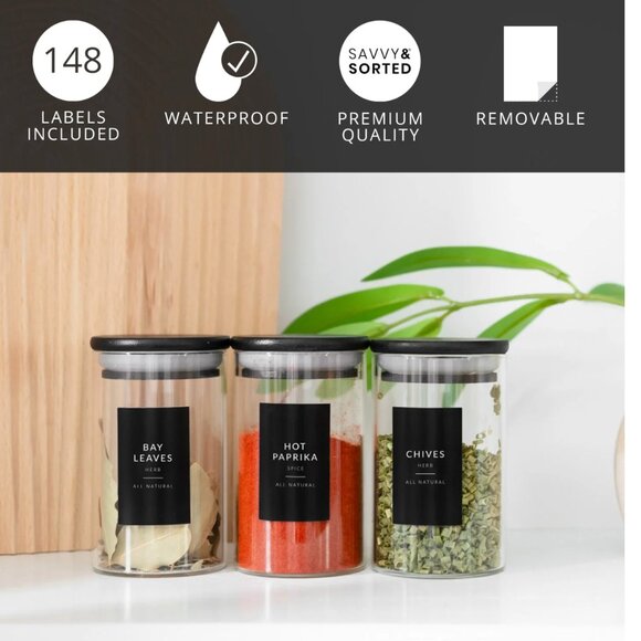 Savvy & Sorted Black Minimalist Spice Labels - Picture 4 of 4
